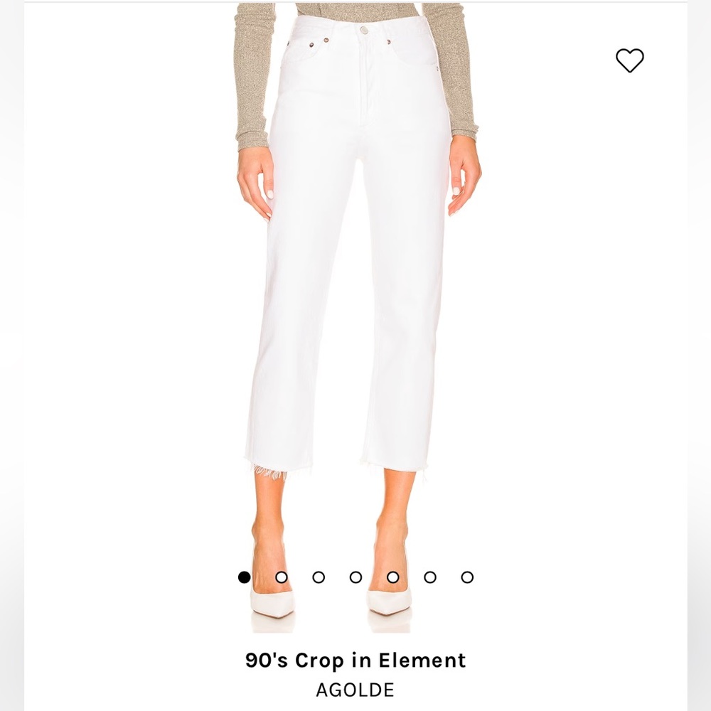 Agolde white jeans, raw hem crop